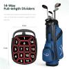 ANNCORD Golf Stand Bag with 14 Way Full Length Dividers, PU Leather Golf Bag for Men, Waterproof Golf Bags with Stand, 6 Pockets & Cooler Pouch, Adjustable Dual Straps, 2 Rain Cover Hood (Blue) view 2