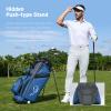ANNCORD Golf Stand Bag with 14 Way Full Length Dividers, PU Leather Golf Bag for Men, Waterproof Golf Bags with Stand, 6 Pockets & Cooler Pouch, Adjustable Dual Straps, 2 Rain Cover Hood (Blue) view 4