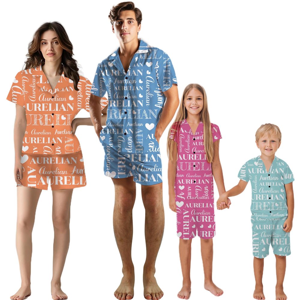 Artsadd Custom Short Pajamas Set with Face Photo for Women Men, Personalized Family Matching Pajamas Set with Pet Dog Face Funny Sleepwear PJS Loungewear Set Valentines Birthday Gifts for Her Him
