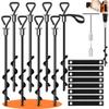 12 Pack Trampoline Stakes Ground Anchors Screw in Tent Stakes Heavy Duty for High Winds, Trampoline Anchors with Straps, Canopies, Carports, Sheds, Swing Sets,Mobile Home 14in Ground Anchors view 1