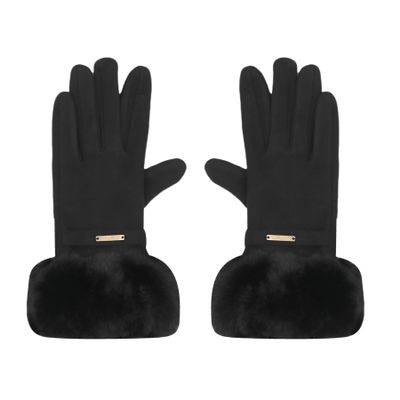 ZGMYC Women's Winter Touchscreen Gloves Warm Suede Fleece Lined Mittens Thermal Windproof Gloves with Faux Fur Cuff