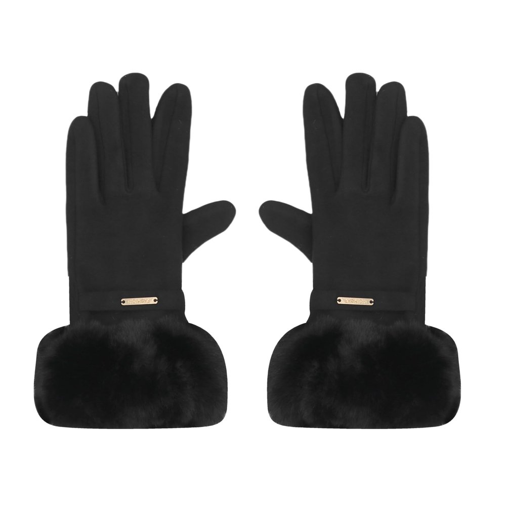 ZGMYC Women's Winter Touchscreen Gloves Warm Suede Fleece Lined Mittens Thermal Windproof Gloves with Faux Fur Cuff