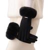 ZGMYC Women's Winter Touchscreen Gloves Warm Suede Fleece Lined Mittens Thermal Windproof Gloves with Faux Fur Cuff view 3