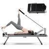 Pilates Reformer,Foldable Pilates Machine & Equipment - Home Workout Equipment for Women with High-Density Cushion and Double Resistance, at Home Reformer (Black) view 1