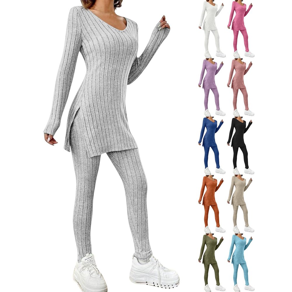 2 Piece Lounge Set Women Cozy Long Sleeve Tops and Pants Loungewear Sets Comfy Soft Matching Sets Sweatset Sweat Suits Athleisure Sets Women Two Piece Sets for Women Pants Sets Women 2 Piece Outfits