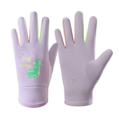 UDIYO Children Winter Gloves, with Waterproof Sport Gloves for 3-15Y Touchscreen High Elasticity Reflective Dinosaur Pattern Outdoor Playing Ski Gloves (Purple S)