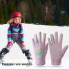 UDIYO Children Winter Gloves, with Waterproof Sport Gloves for 3-15Y Touchscreen High Elasticity Reflective Dinosaur Pattern Outdoor Playing Ski Gloves (Purple S) view 3