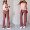 and Comfortable Set (Top + Pants),Long Sleeve Color Block Sweatshirt with Pants 2 Piece Outfits (Dark Apricot,L) view 3