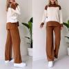 and Comfortable Set (Top + Pants),Long Sleeve Color Block Sweatshirt with Pants 2 Piece Outfits (Dark Apricot,L) view 4