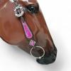 MOUSM Pink Silver Metallic Acid Wash Horse Tack Set - Genuine Argentina Leather One Ear Horse Bridle with Rhinestones - Ideal Christmas Horse Tack for Barrel Racing & Everyday Riding (Pink) view 4