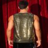 Lars Amadeus Sequin Tank Top for Men's Shiny Nightclub Party Metallic Sleeveless T-Shirts Large Light Golden view 3
