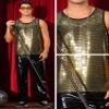 Lars Amadeus Sequin Tank Top for Men's Shiny Nightclub Party Metallic Sleeveless T-Shirts Large Light Golden view 4