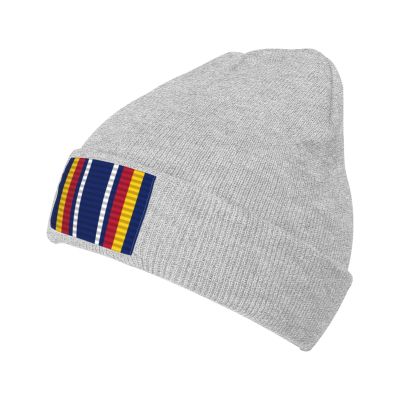 Global War On Terrorism Service Medal Ribbon Beanie Hat for Men Women Winter Knit Cuffed Beanies Soft Ski Hat Skull Caps Gray