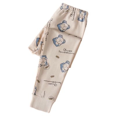 210 Years Toddler Cute artoon Elastic Waist ajama Pants Baby Boys Girls Soft Long ajama Pants (Beige, 3-4 Years)