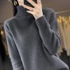 Women Knitted Sweater Wool Turtleneck Long Sleeve Pullover Tops Casual Loose Thermal Winter Bottoming Top Loungewear Grey view 2