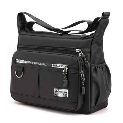 Crossbody Shoulder Bag, Men's Messenger Bag, Small Sling Pack, Waterproof, Work (Black)
