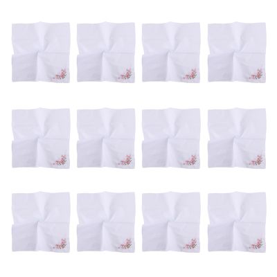 BLACKNANA 12 Pack Colorful Embroidery Handkerchiefs Soft Fabric Handkerchief Multipurpose Handkerchief for Decoration