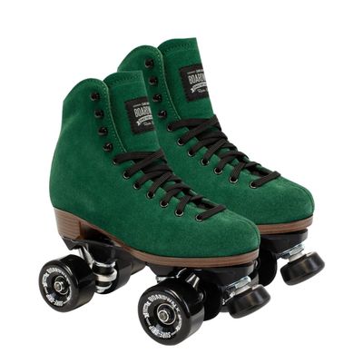Sure-Grip Boardwalk Unisex Outdoor Roller Skates with Retro Leather Boots and 82A Wheels (Evergreen, Mens 9 / Womens 10)