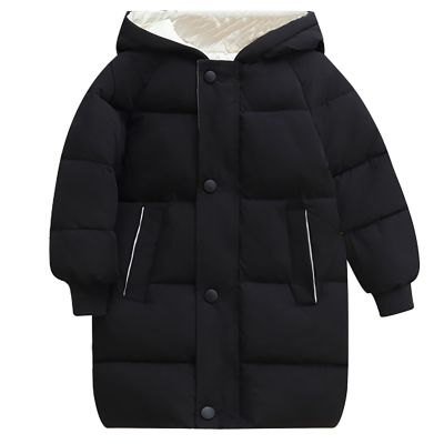 Boys Girl's Winter Long Coat Parka Kids Warm Hooded Puffer Jacket Kids Lightweight Down Winter Coats (Black, 7-8 Years)