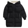 Boys Girl's Winter Long Coat Parka Kids Warm Hooded Puffer Jacket Kids Lightweight Down Winter Coats (Black, 7-8 Years) view 1