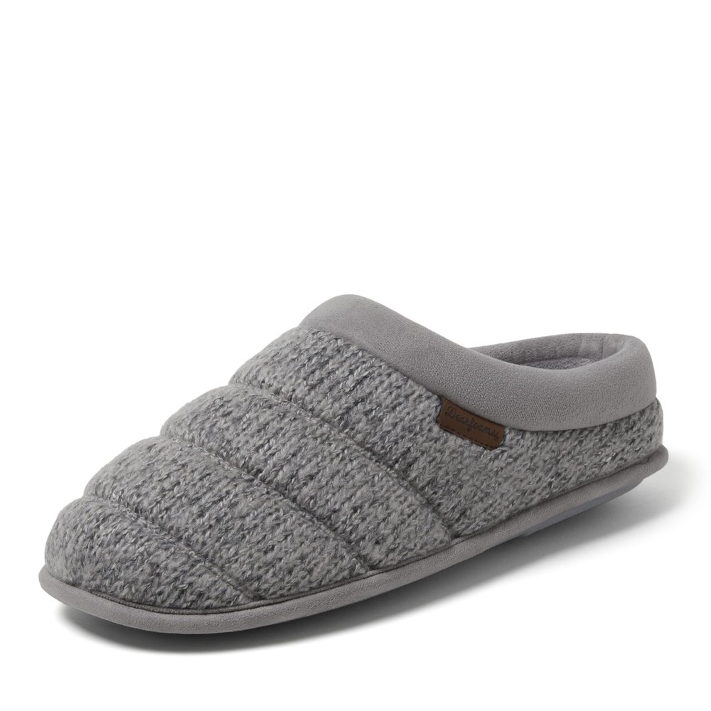 Dearfoams Men's Asher Clog, Grey Knit, L