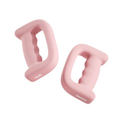 RNXRZANK Set of 2 Handheld Dumbbells 1kg D Shape Grip for Fitness and Strength, Pink