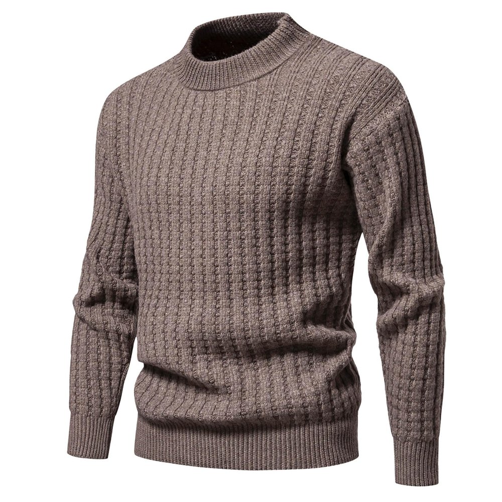 Mens Warm Turtleneck Sweater Slim Fit Cable Knitted Casual Pullover Ribbed Long Sleeve Sweaters Thermal Undershirts Coffee