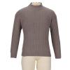 Mens Warm Turtleneck Sweater Slim Fit Cable Knitted Casual Pullover Ribbed Long Sleeve Sweaters Thermal Undershirts Coffee view 3