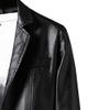 JEShifangjiusu Men's Lapel Leather Jacket Lightweight Button Slim Fit Biker Coat Motorcycle Riding Jackets With Pockets (black2,Medium) view 3