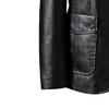 JEShifangjiusu Men's Lapel Leather Jacket Lightweight Button Slim Fit Biker Coat Motorcycle Riding Jackets With Pockets (black2,Medium) view 4