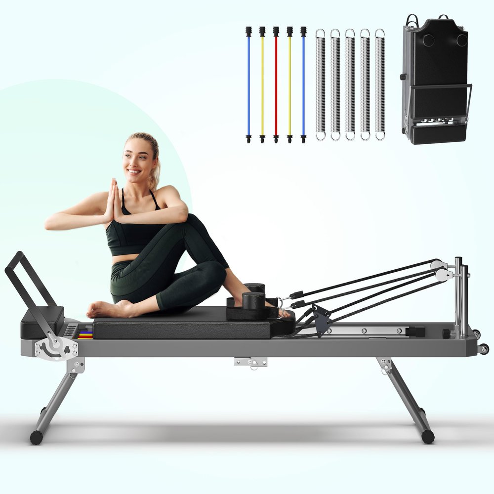 sogesfurniture Pilates Board,Pilates Reformer Foldable for Home Gym and Studio,Reformer Pilates Machine Up to 330.5 LBS with Dual Resistance- Springs and Cords, (Black, 77.9 inch)