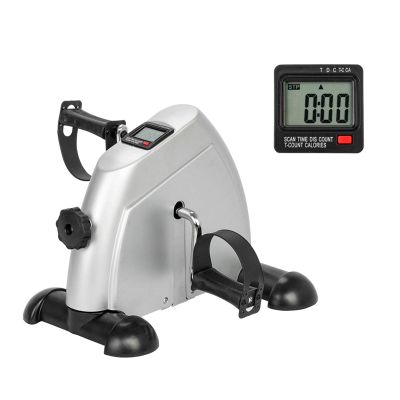 Home Use Hands and Feet Trainer Mini Exercise Bike Home Exercise Bike Pedal Exerciser Foot Peddler Portable Therapy Bicycle Leg Peddler Portable Mini Cycle Bike for Hands Arm Trainer Silver