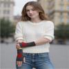 1 Pair Y2K Star Fingerless Gloves for Women - Knit Pattern With Finger Holes (Dark Grey) view 3