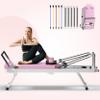 sogesfurniture Pilates Board,Pilates Reformer Foldable for Home Gym and Studio,Reformer Pilates Machine Up to 330.5 LBS with Dual Resistance- Springs and Cords(Pink 77.9 inch) view 1