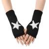 1 Pair Y2K Star Fingerless Gloves for Women - Knit Pattern With Finger Holes (Black) view 1