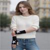 1 Pair Y2K Star Fingerless Gloves for Women - Knit Pattern With Finger Holes (Black) view 3