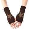 1 Pair Y2K Star Fingerless Gloves for Women - Knit Pattern With Finger Holes (Coffee) view 1