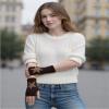 1 Pair Y2K Star Fingerless Gloves for Women - Knit Pattern With Finger Holes (Coffee) view 3