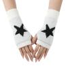 1 Pair Y2K Star Fingerless Gloves for Women - Knit Pattern With Finger Holes (White) view 1