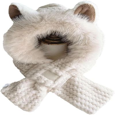 MJFGJSDW Cute Fox Ears 2-in-1 Hat and Scarf, Animal Hats for Adults, Furry Hats, Hat with Ears, Scarf Hat, Fox Hat(BGE)