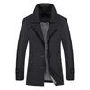 Qolkmuiy-GJ Men's Fleece Lined Windbreaker Trench Wool Peacoat Winter Buttons Jacket Single Breasted Short Trenches (Black,3X-Large) view 1