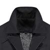 Qolkmuiy-GJ Men's Fleece Lined Windbreaker Trench Wool Peacoat Winter Buttons Jacket Single Breasted Short Trenches (Black,3X-Large) view 4
