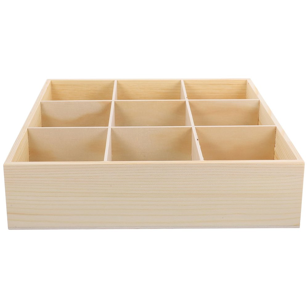 ANDRESLAD Wooden Jewelry Organizer Box Multi Compartments Desktop Storage for Smooth Finish for Decor