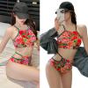 PTILSERY Women Two Pieces Bathing Suit Flower Print Swimming Costume Swimsuit Set view 2