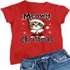 XX-Large Red Women Meowy Christmas Funny Santa Cat T-Shirt view 1
