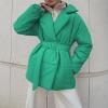 Women's Quilted Puffer Jackets Oversized Long Sleeve Lapel Zip Open Front Puffy Padded Coats Warm Outwear with Belt view 2