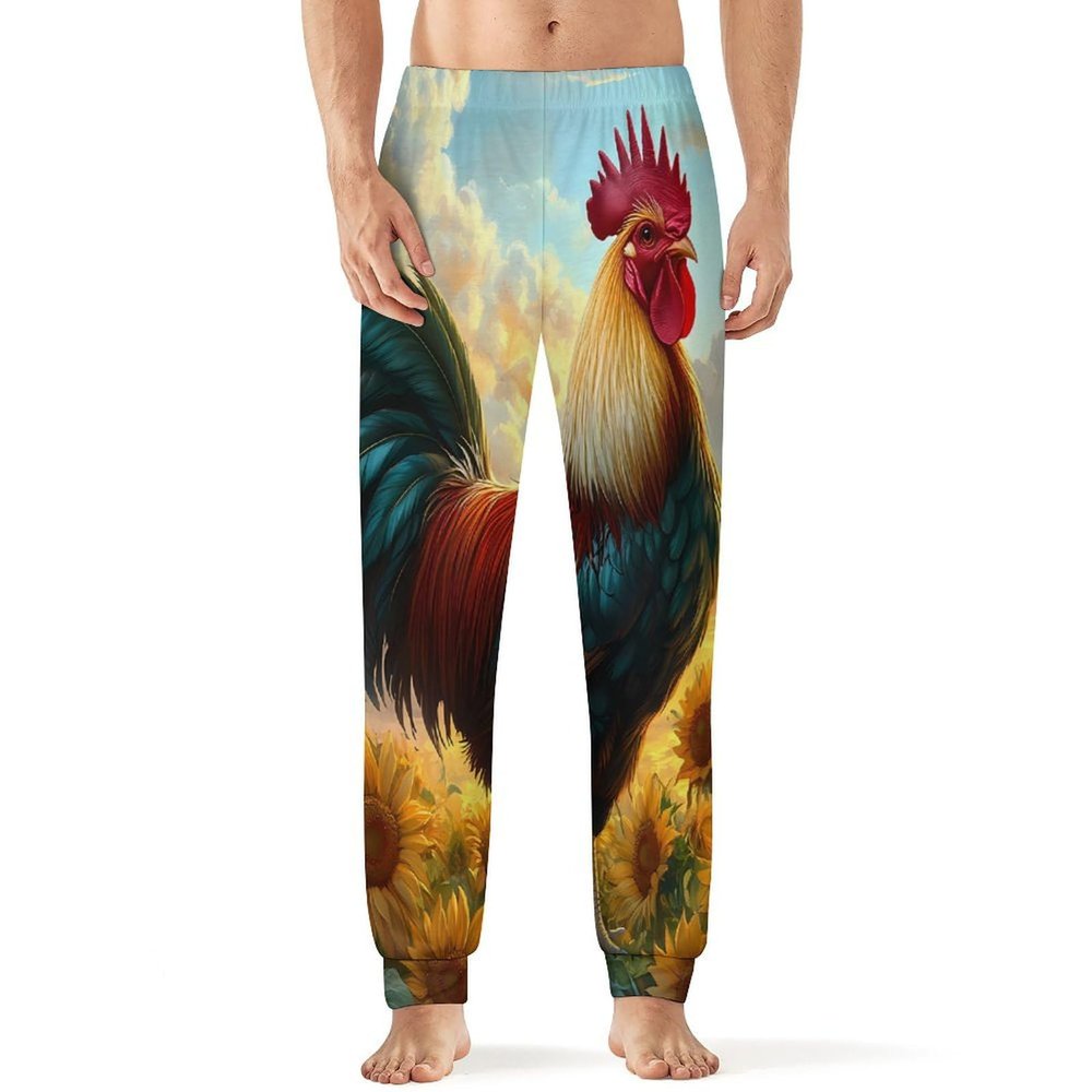 Farmhouse Rooster Mens Pajama Pants Print Pj Pants Pajama Bottoms Lounge Pants Sleep Pant Sleepwear 5XL