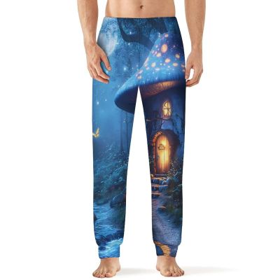 Mushroom House Mens Pajama Pants Print Pj Pants Pajama Bottoms Lounge Pants Sleep Pant Sleepwear 4XL