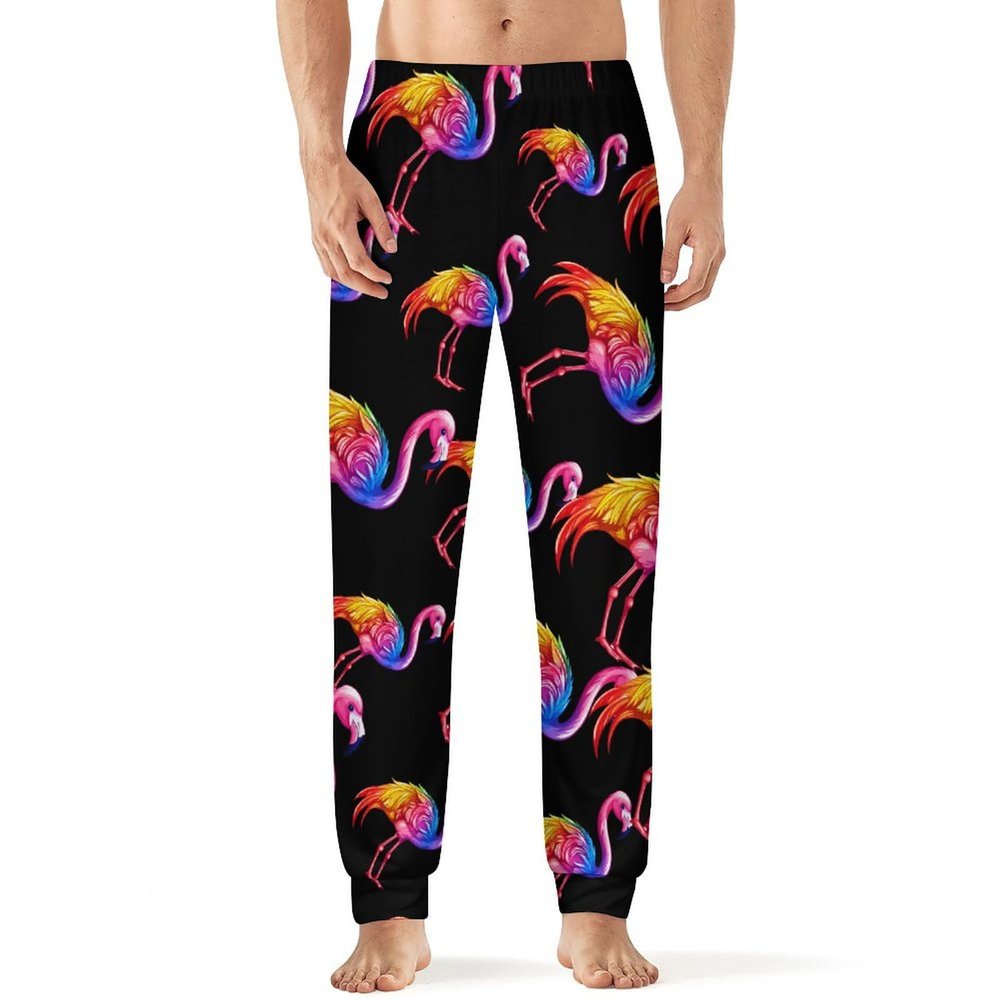Rainbow Colour Flamingo Mens Pajama Pants Print Pj Pants Pajama Bottoms Lounge Pants Sleep Pant Sleepwear XL