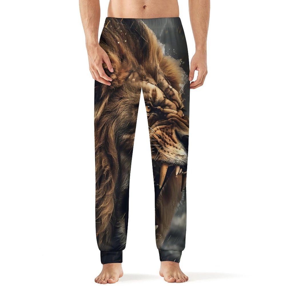 Animal Lion 3D Print Mens Pajama Pants Print Pj Pants Pajama Bottoms Lounge Pants Sleep Pant Sleepwear 4XL